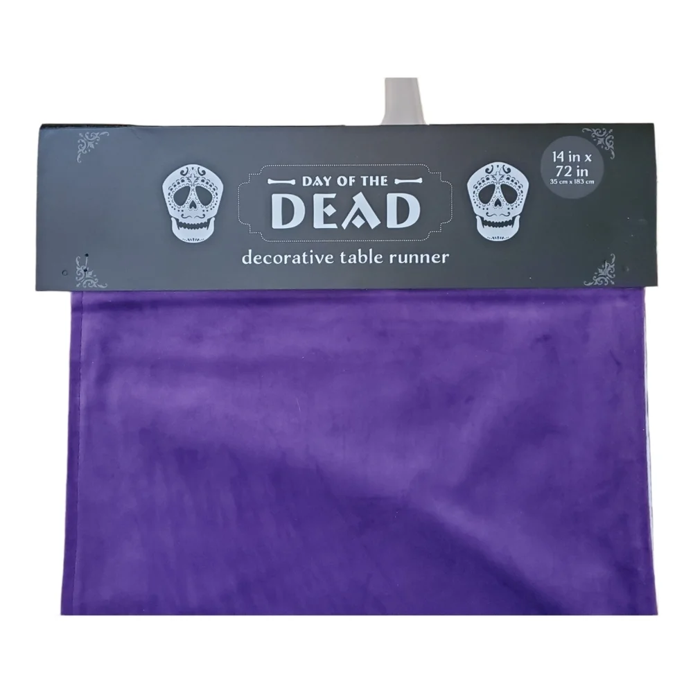 New Goth Purple Velvet Rhinestone Skull Table‎ Runner 14